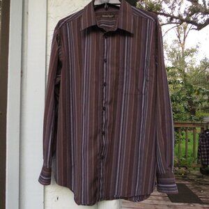 Kenneth Roberts Platinum Mens Large Cotton long sleeved striped Shirt